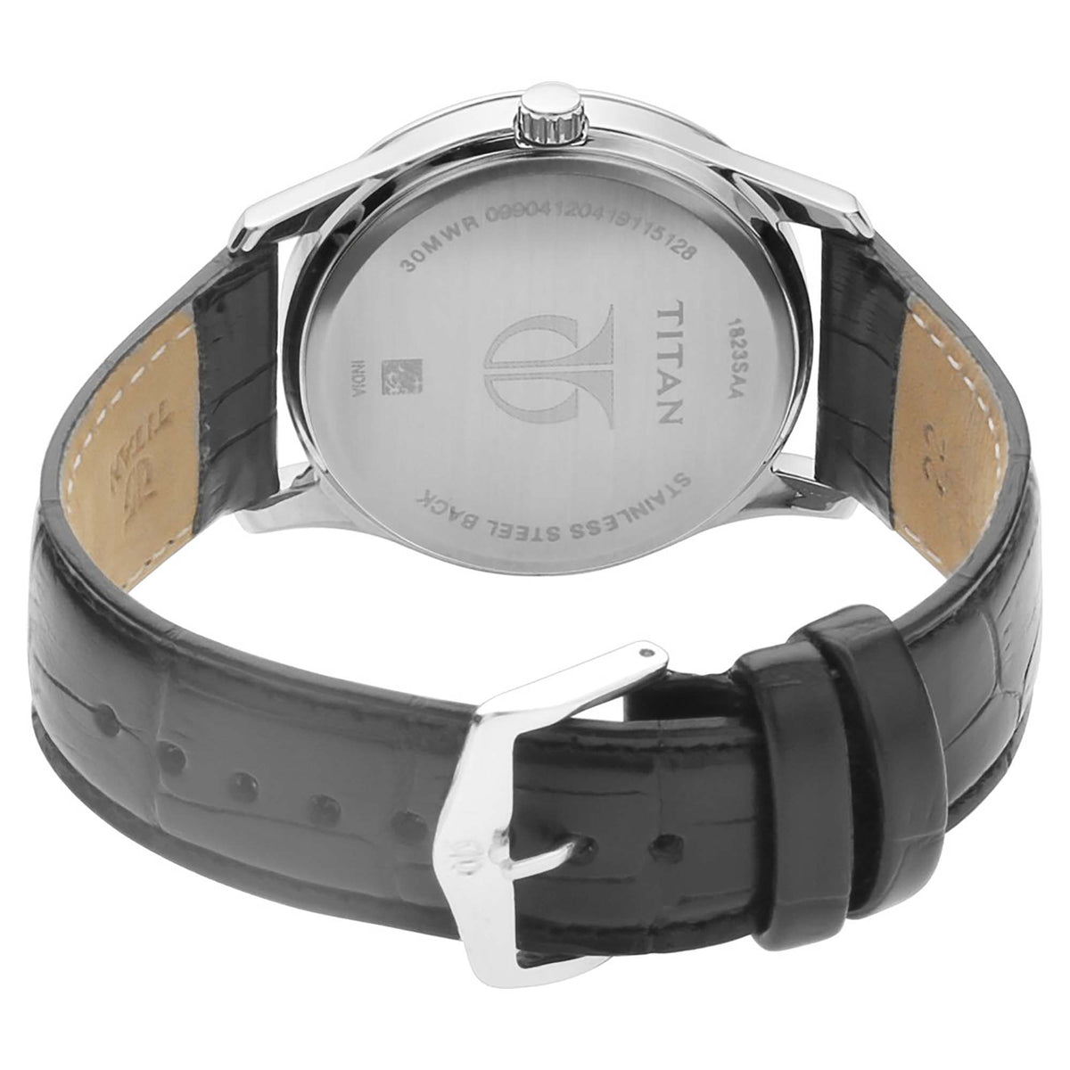 Titan Blue Dial Black Leather Strap Analog with Date Watch for Men