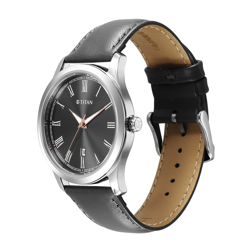 Titan Urban Grey Dial Analog Leather Strap Watch for Men