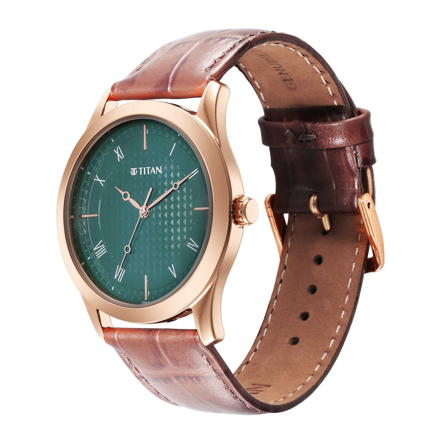 Titan Karishma Green Dial Analog Leather Strap Watch for Men