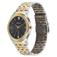 Titan Karishma Black Dial Dual Color Stainless Steel Strap Analog Watch For Men  1824BM04