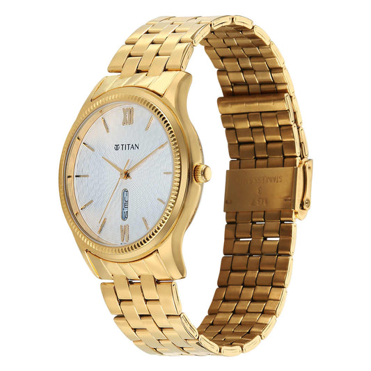 Titan Karishma Gents Upg Silver White Round Dial Stainless Steel Strap Watch For Men