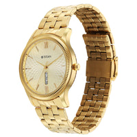 Titan Karishma Gents Gold Round Dial Stainless Steel Strap Analog Watch For Men
