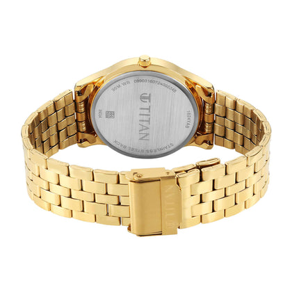 Titan Karishma Gents Gold Round Dial Stainless Steel Strap Analog Watch For Men