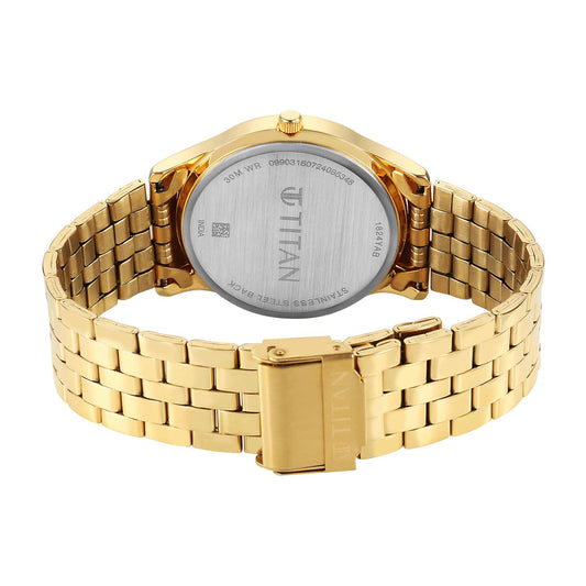 Titan Karishma Gents Upg Gold Round Dial Stainless Steel Strap Watch For Men