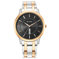 Titan Karishma Quartz Analog Black Dial Two Toned Stainless Steel Strap Watch For Men