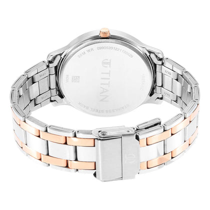 Titan Karishma Quartz Analog Black Dial Two Toned Stainless Steel Strap Watch For Men