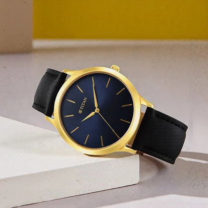 Titan Karishma Radiance Blue Dial Analog Leather Strap Analog Watch for Men