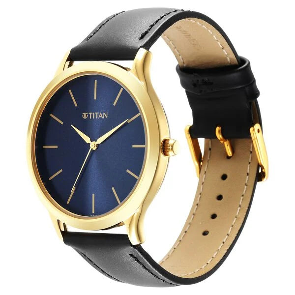 Titan Karishma Radiance Blue Dial Analog Leather Strap Analog Watch for Men