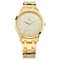 Titan Champagne Dial Gold Stainless Steel Strap Analog with Date Watch for Men
