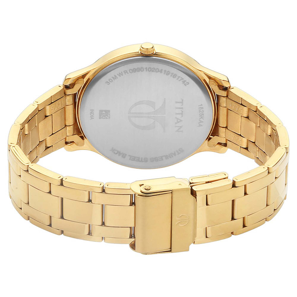 Titan Champagne Dial Gold Stainless Steel Strap Analog with Date Watch for Men