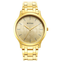 Titan Karishma Quartz Analog Champagne Round Dial Golden Stainless Steel Strap Watch For Men