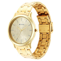 Titan Karishma Quartz Analog Champagne Round Dial Golden Stainless Steel Strap Watch For Men