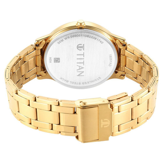 Titan Karishma Quartz Analog Champagne Round Dial Golden Stainless Steel Strap Watch For Men