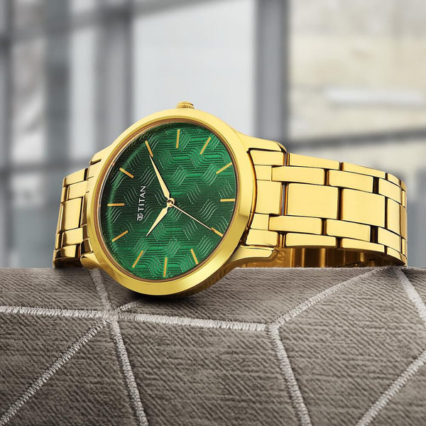 Titan Karishma Radiance Green Dial Analog Stainless Steel Strap watch for Men