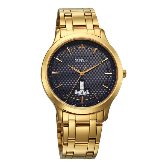 gold men wrist watch
