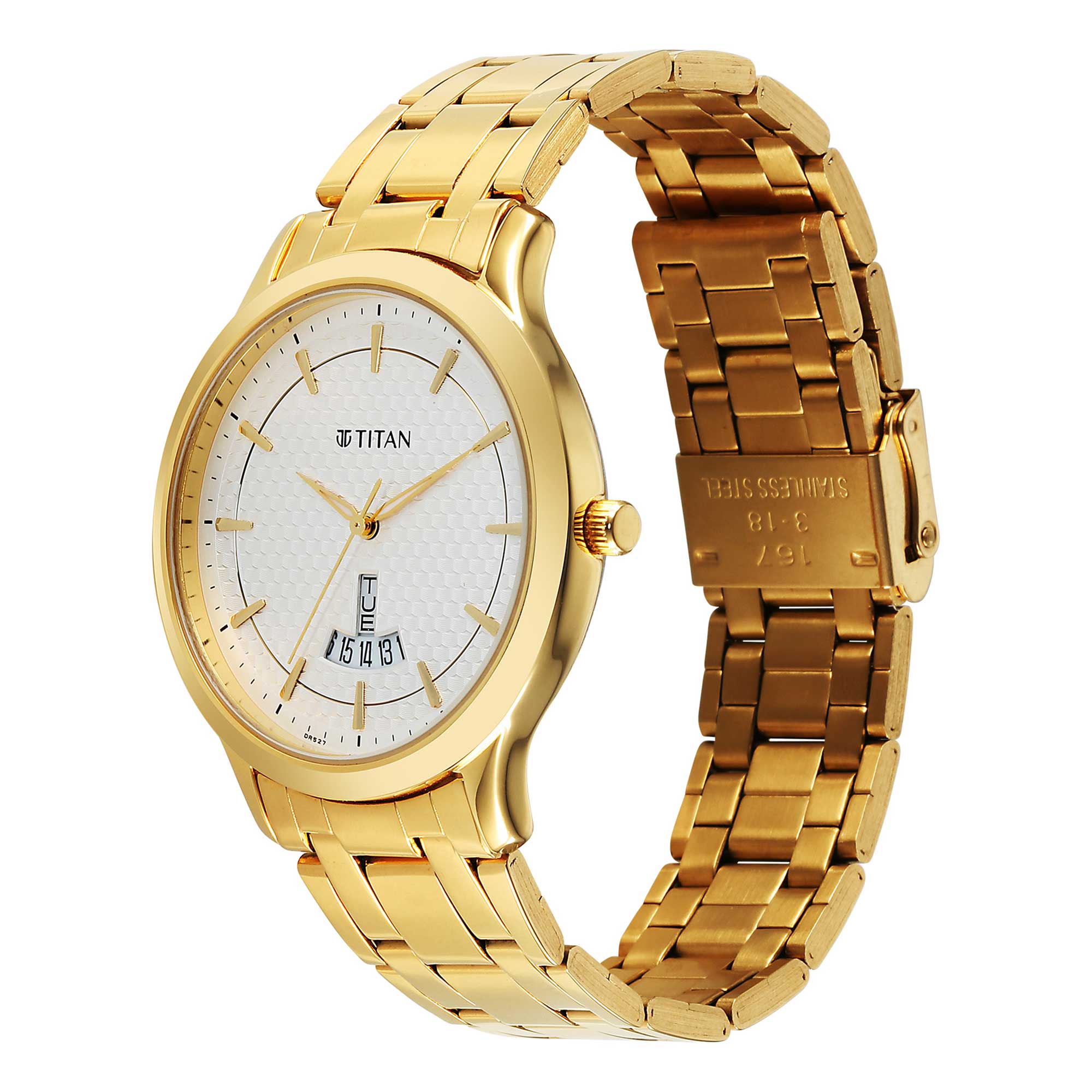 Titan Silver White Dial Alog Watch for Men (1825YM14)