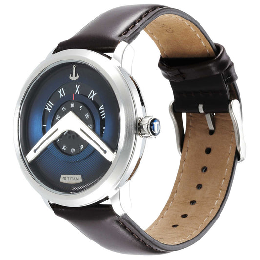 Titan Maritime Blue Dial Analog Leather Strap Watch for Men