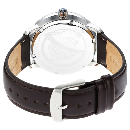 Titan Maritime Blue Dial Analog Leather Strap Watch for Men