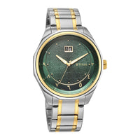 Titan Green Dial Two Toned Stainless Steel Strap Analog with Date Watch For Men