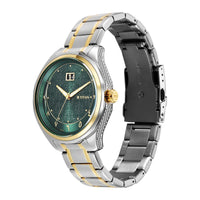 Titan Green Dial Two Toned Stainless Steel Strap Analog with Date Watch For Men