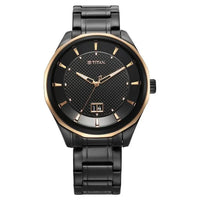 Titan Regalia Opulent Quartz Analog with Date Black Dial Black Stainless Steel Strap Watch for Men