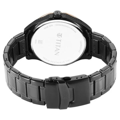 Titan Regalia Opulent Quartz Analog with Date Black Dial Black Stainless Steel Strap Watch for Men