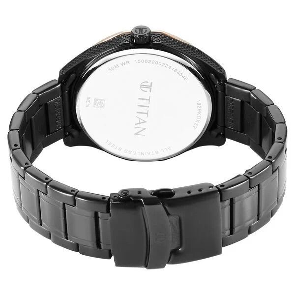 Titan Regalia Opulent Quartz Analog with Date Black Dial Black Stainless Steel Strap Watch for Men