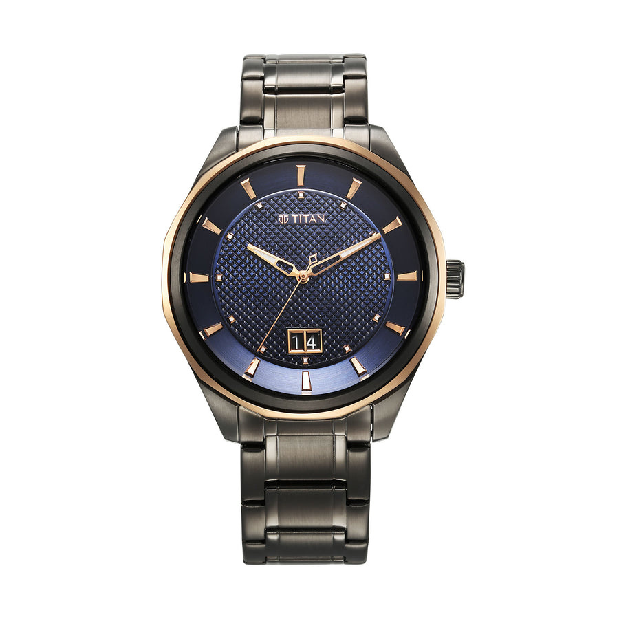 Titan Regalia Opulent Quartz Analog Silver Dial Silver Stainless Steel Strap Watch for Men