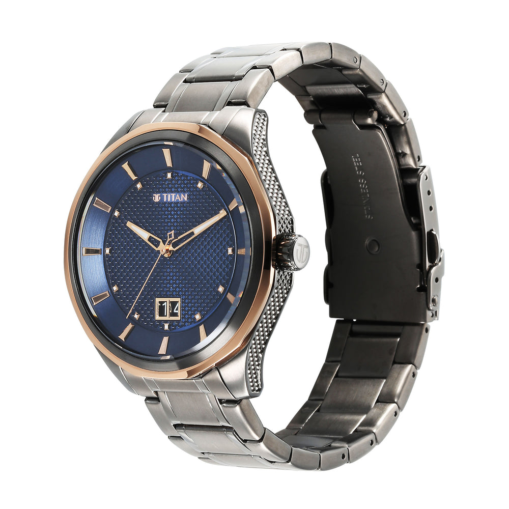 Titan Regalia Opulent Quartz Analog Silver Dial Silver Stainless Steel Strap Watch for Men