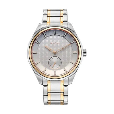 Titan Silver Dial Two Toned Stainless Steel Strap Analog Watch For Men