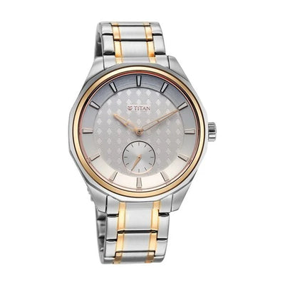 Titan Silver Dial Two Toned Stainless Steel Strap Analog Watch For Men