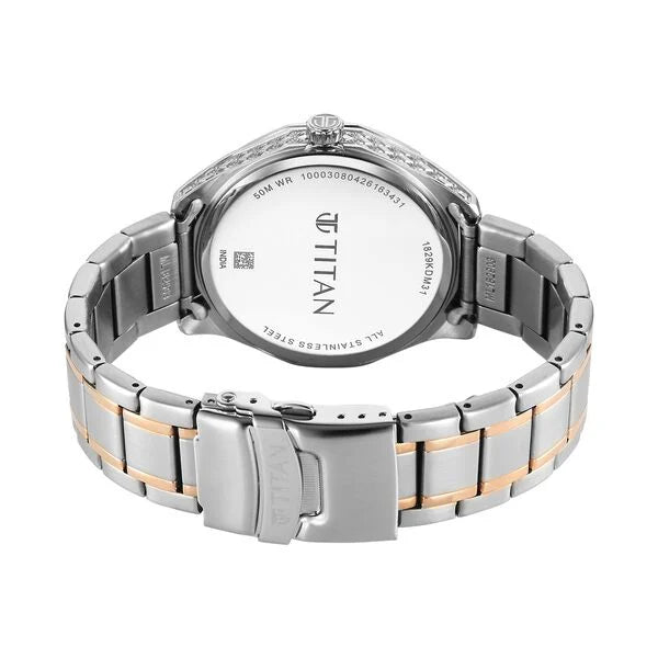 Titan Silver Dial Two Toned Stainless Steel Strap Analog Watch For Men