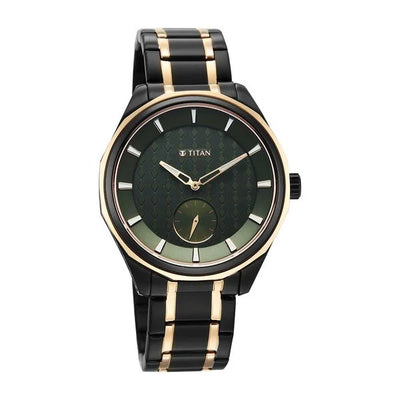 Titan Green Dial Two Toned Stainless Steel Strap Analog Watch For Men