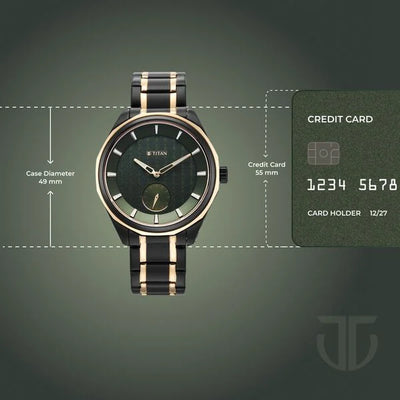 Titan Green Dial Two Toned Stainless Steel Strap Analog Watch For Men