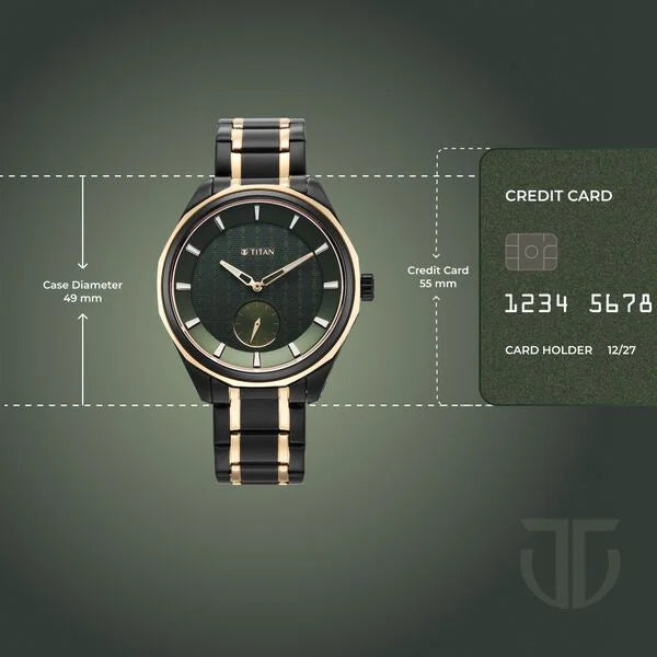 Titan Green Dial Two Toned Stainless Steel Strap Analog Watch For Men