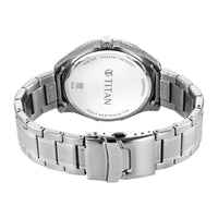 Titan Blue Dial Silver Stainless Steel Strap Analog with Date Watch For Men