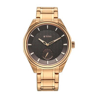 Titan Brown Dial Rose Gold Stainless Steel Strap Analog Watch For Men