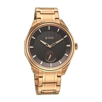 Titan Brown Dial Rose Gold Stainless Steel Strap Analog Watch For Men