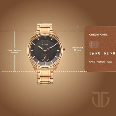 Titan Brown Dial Rose Gold Stainless Steel Strap Analog Watch For Men