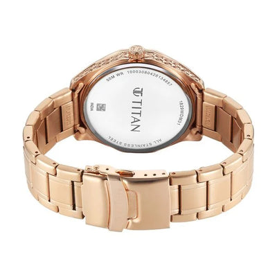 Titan Brown Dial Rose Gold Stainless Steel Strap Analog Watch For Men