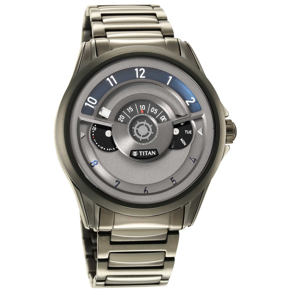 Titan Maritime Anthracite Dial Silver Stainless Steel Strap Multifunction Watch for Men