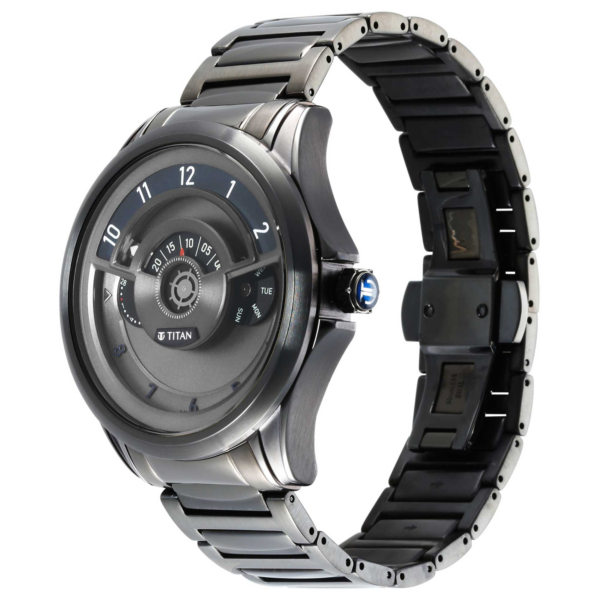 Titan Maritime Anthracite Dial Silver Stainless Steel Strap Multifunction Watch for Men