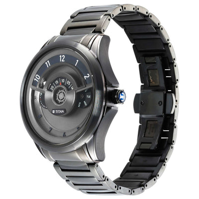 Titan Maritime Anthracite Dial Silver Stainless Steel Strap Multifunction Watch for Men
