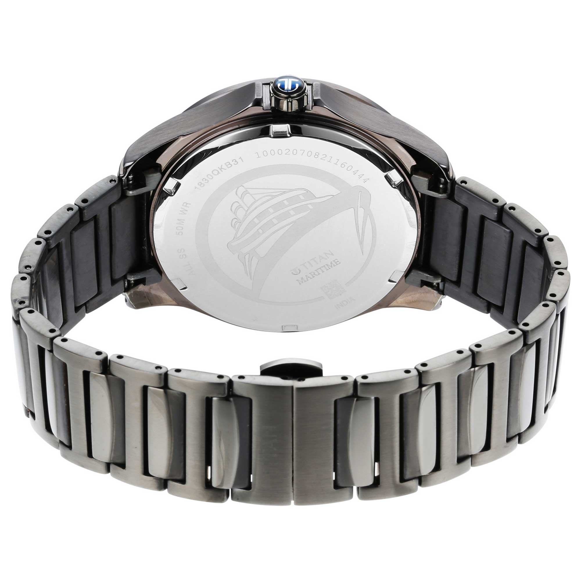 Titan Maritime Anthracite Dial Silver Stainless Steel Strap Multifunction Watch for Men