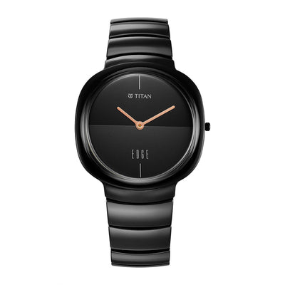 Titan Edge Squircle Quartz in Rich Black with Glossy Ceramic Unisex Watch