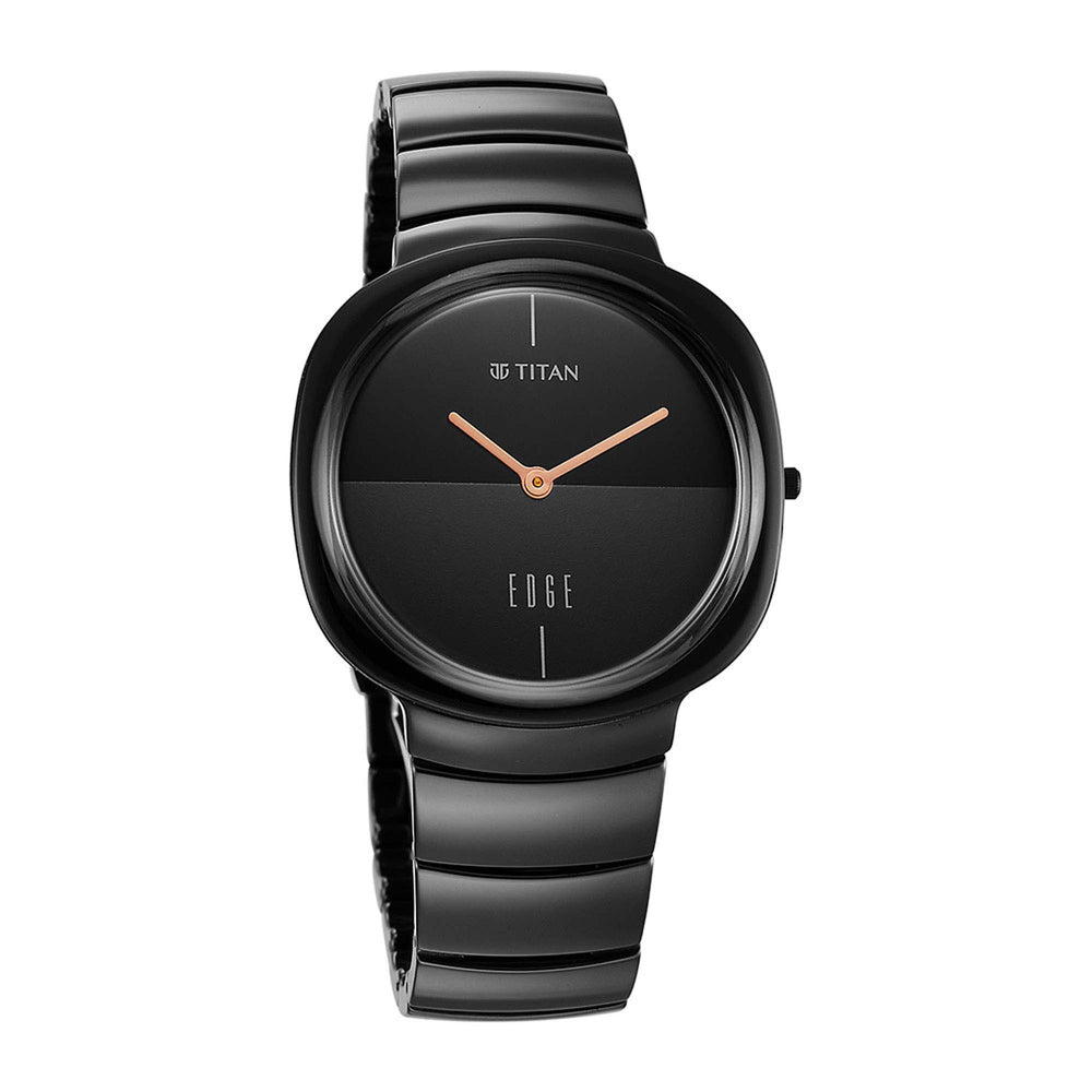 Titan Edge Squircle Quartz in Rich Black with Glossy Ceramic Unisex Watch