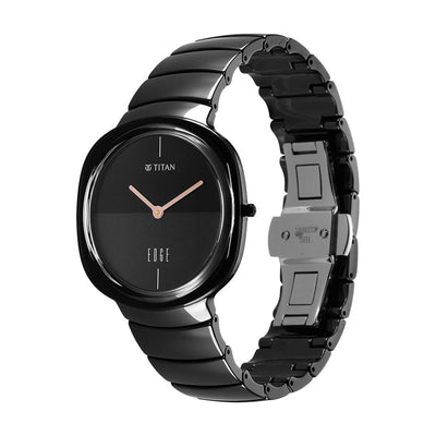 Titan Edge Squircle Quartz in Rich Black with Glossy Ceramic Unisex Watch