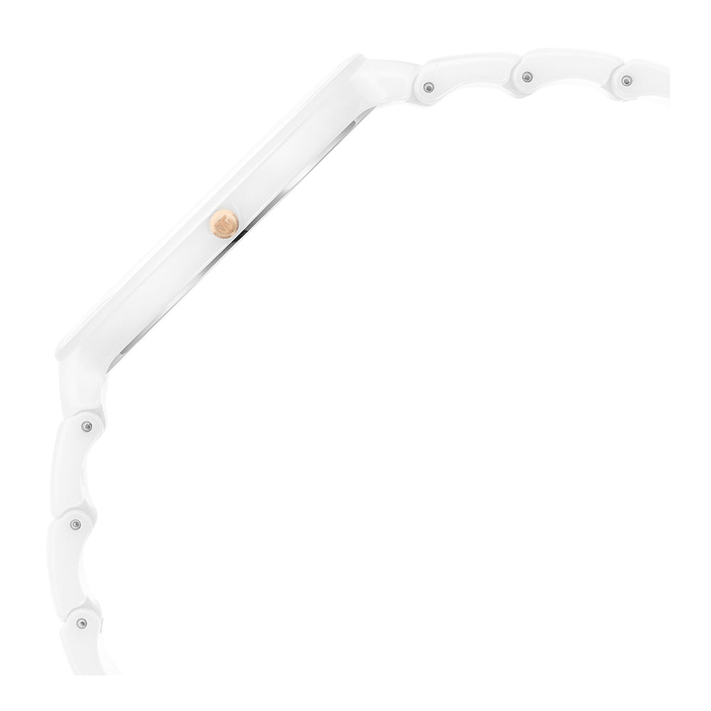 Titan Edge Squircle Quartz in Arctic White with Glossy Ceramic Unisex Watch