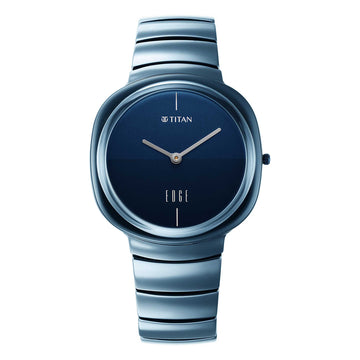 Titan Edge Squircle Quartz in Atlantic Blue with Glossy Ceramic Unisex Watch