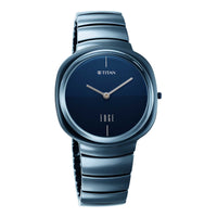 Titan Edge Squircle Quartz in Atlantic Blue with Glossy Ceramic Unisex Watch